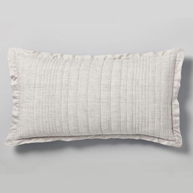 Belgian Flax Linen Linework King Sham, Frost Gray