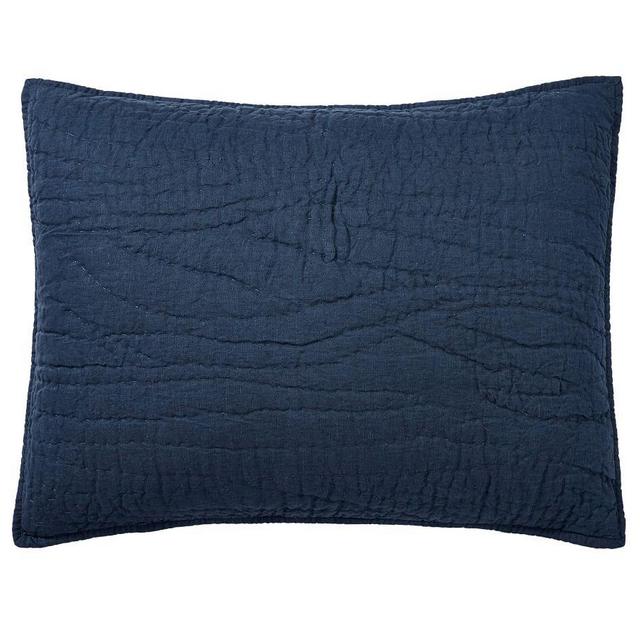 Belgian Flax Linen Handcrafted Sham, Standard, Midnight
