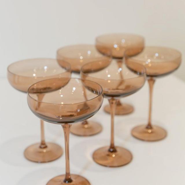 Estelle Colored Champagne Coupe Stemware - Set of 6 {Amber Smoke}
