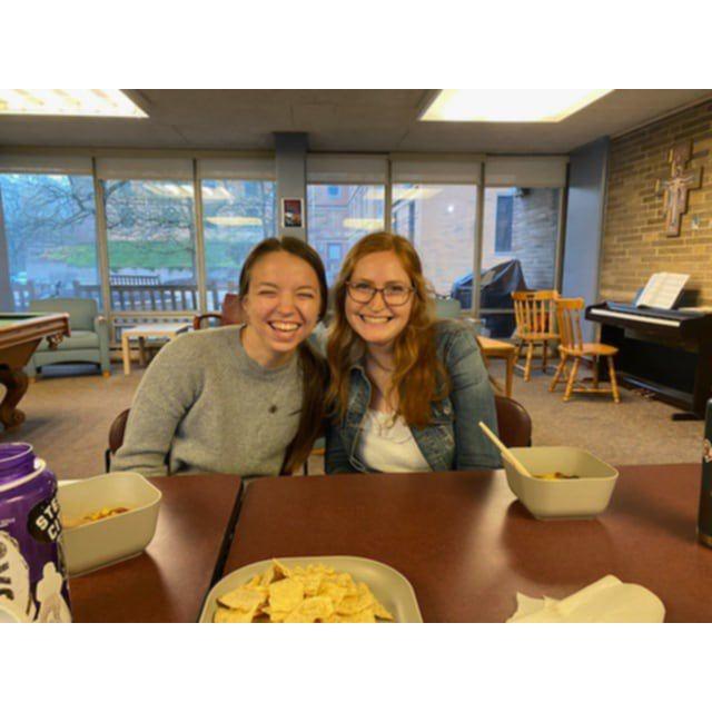 (2024) Mac and Abby (Jacob and Joey are on the other side of the table) We all made dinner and babysat for a friend.