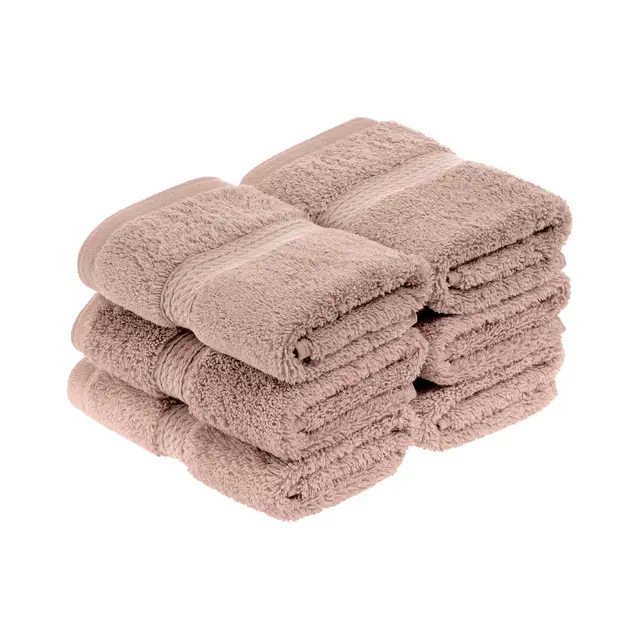 Luxury Cotton Heavyweight Plush Face Towel/ Washcloth Set of 6, Muted Mauve - Blue Nile Mills