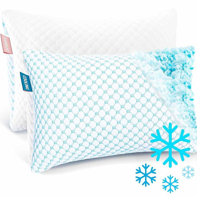 Nestl King Size Cooling Pillow for Sleeping 2 Pack, Luxury Shredded Memory Foam King Pillow Set of 2, Adjustable Cold Gel Pillows for Hot Sleepers Supportive Cool Pillow for Side Back Stomach Sleepers