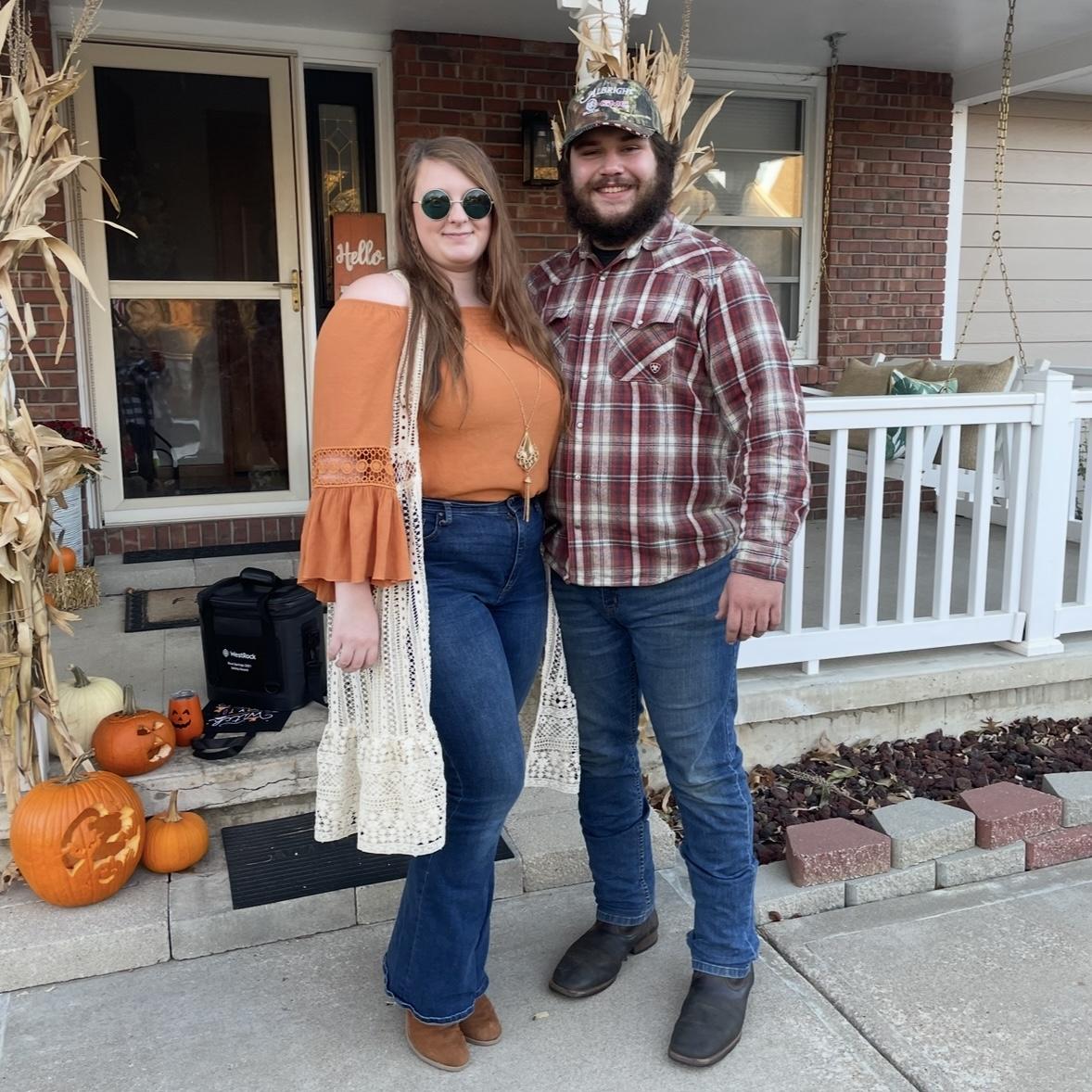 Our first Halloween together! I was a hippie, and Brett was a cowboy!