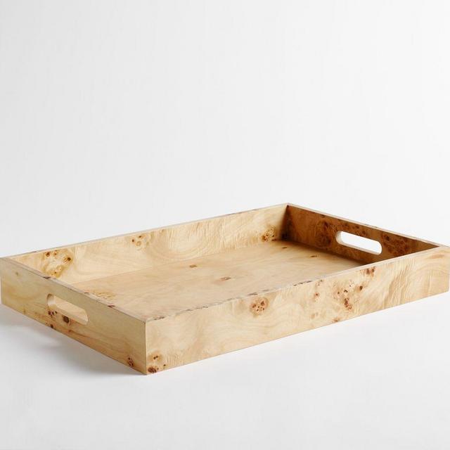 Burlwood Tray, Rectangle, Brown