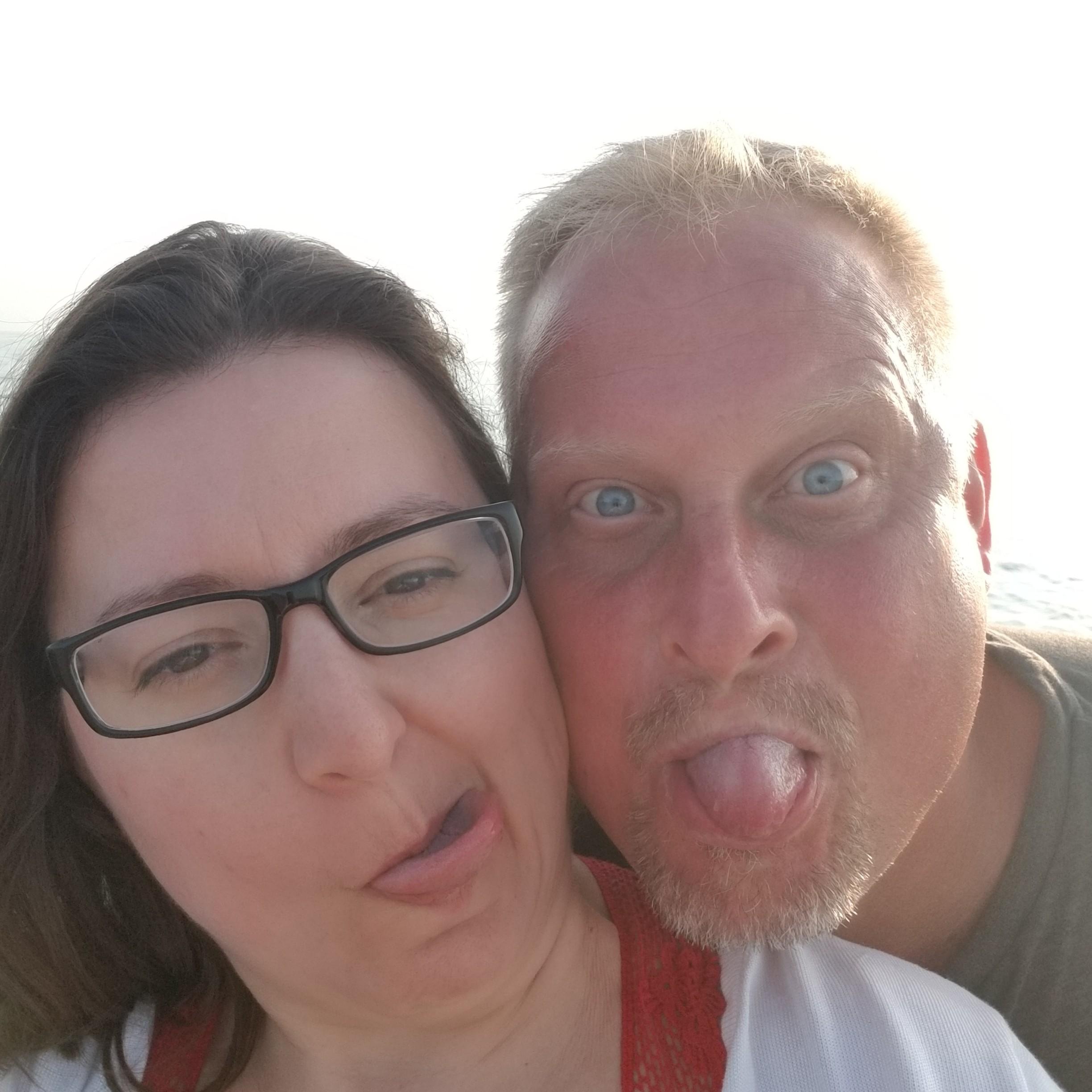 Us goofing around at Silver Beach, Mi.