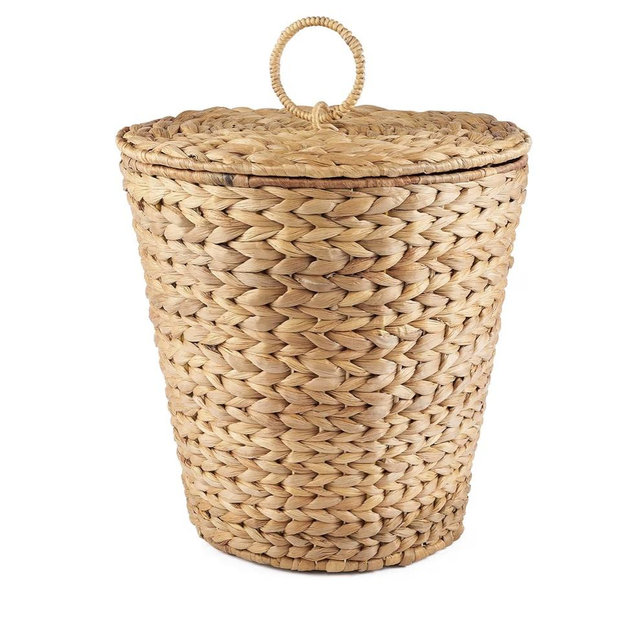 84ECO 3 Gallon Wicker Trash Can with Liner and Lid - Rattan Trash Can - Wicker Waste Basket for Bathroom, Bedroom, Kitchen, Living Room