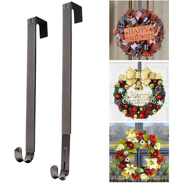 Wreath Door Hanger,Adjustable Fall Wreath Hanger for Front Door Decor from 15-24in,20lbs Metal Wreath Hanger Over the Door Hooks for Christmas,Easter,Halloween Decorations, Welcome Sign for Front Door
