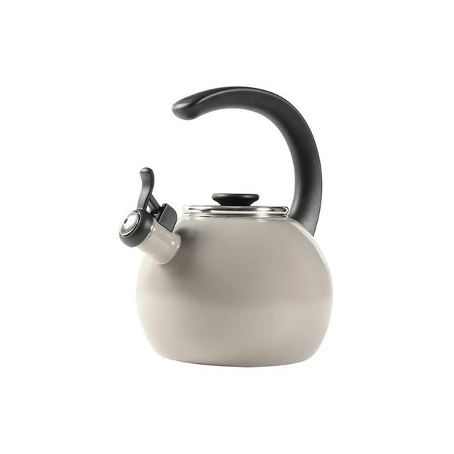 Circulon Enamel on Steel Whistling Teakettle/Teapot With Flip-Up Spout, 2 Quart - Gray