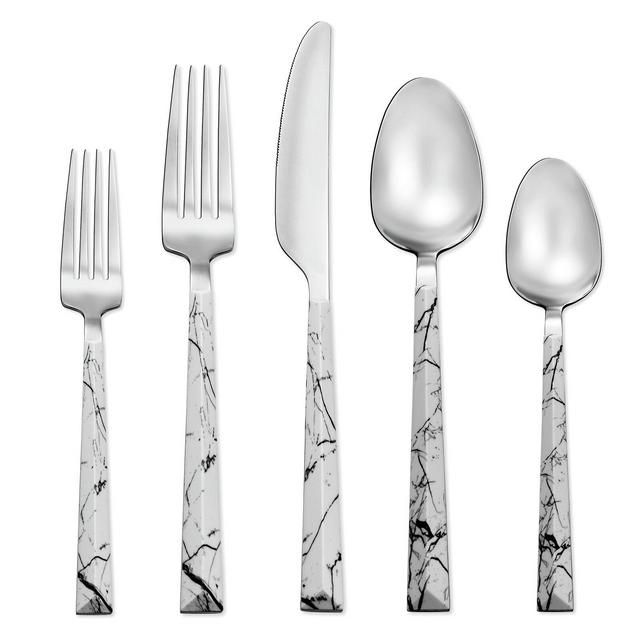 Arham Marble 20 Piece Flatware Set, Service for 4, White