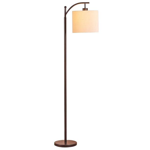 Brightech Montage - Bedroom & Living Room LED Floor Lamp - Standing Industrial Arc Light with Hanging Lamp Shade - Tall Pole Uplight for Office - with LED Bulb - Bronze