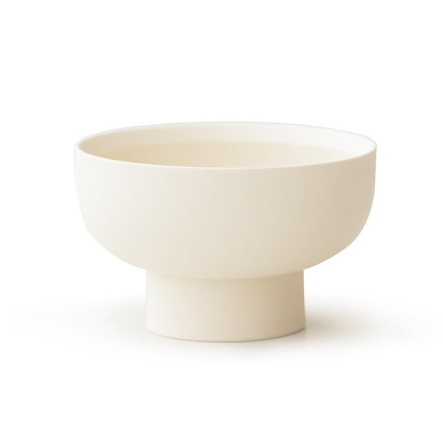 WENSHUO High-foot Deep Fruit Bowl, Ceramic Pedestal Decorative Bowl, Round Bowl for Salad, 5.5" Small Size, Matte Crème (Matte Crème, 5.5")