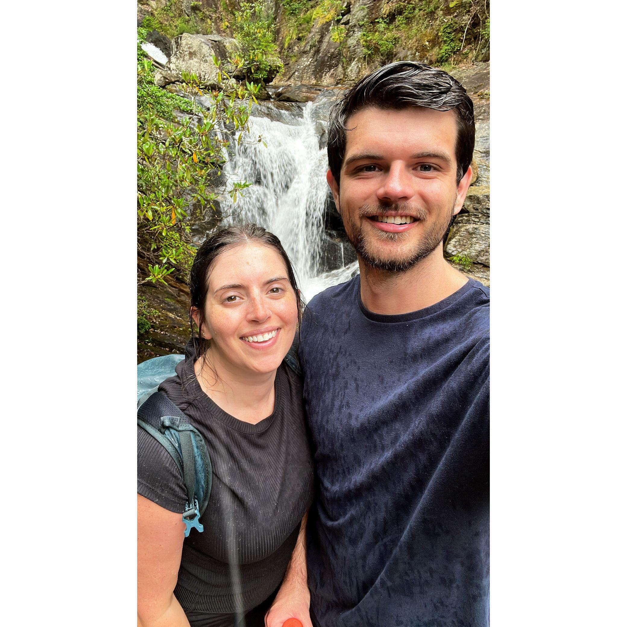 A rainy day hike somewhere in the woods.