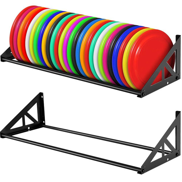 Weysat 2 Pack Disc Golf Storage Rack Wall Mount Disc Golf Accessories Organizer Rack Holder Basket Shelf for Home Garage