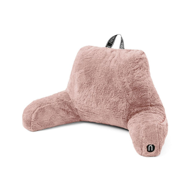 Faux Fur Supportive Backrest Reading Pillow for Adults & Kids - Blue
