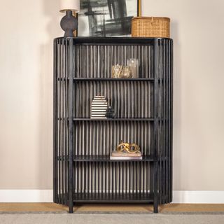 Modern Slatted 3-Shelf Console Table