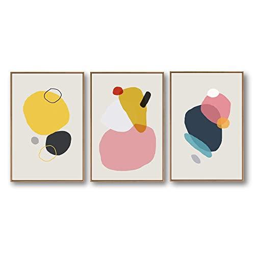 SIGNFORD 3 Piece Framed Canvas Home Artwork Decoration Abstract Color Block Canvas Wall Art for Living Room, Bedroom - 16"x24"x3 Panels