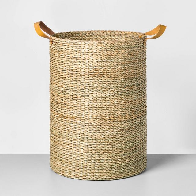Tall Seagrass Basket with Leather Handle Oversized - Hearth & Hand™ with Magnolia