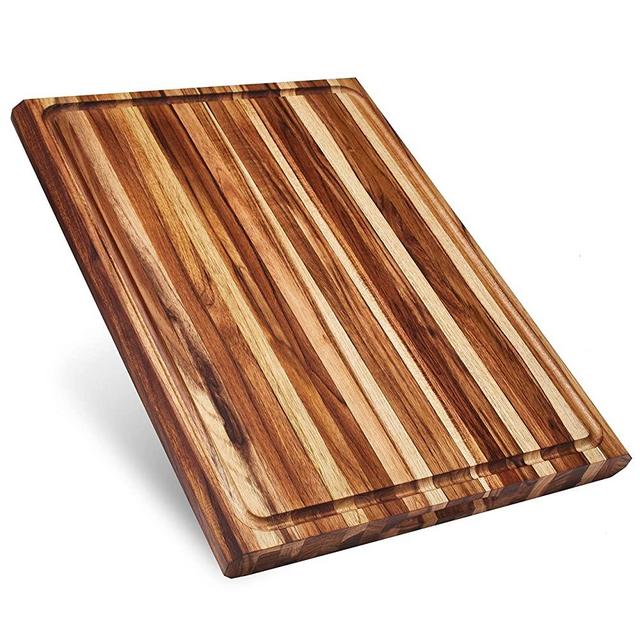 Extra Large Reversible Teak Wood Cutting Board: 23x17x1.5in with Juice Groove (Gift Box Included) by Sonder Los Angeles