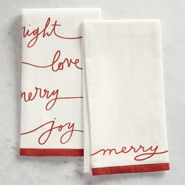Holiday Sentiment Cotton Tea Towels, Set of 2