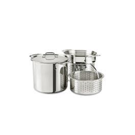 Gourmet Accessories, Stainless Steel Multi-Pot with lid, Perforated Insert and Steaming Insert, 8 quart