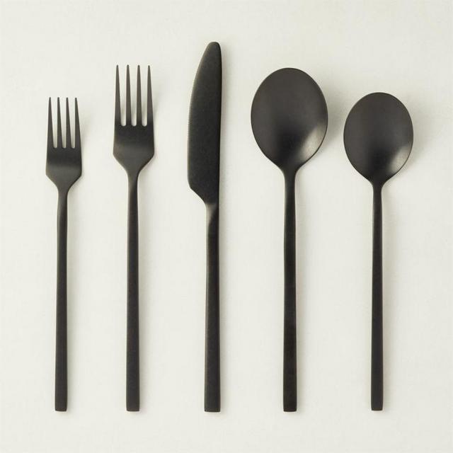 20-Piece Pin Tumbled Black Flatware Set