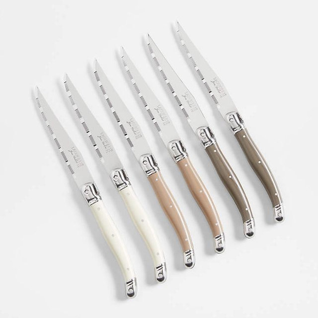 Jean Dubost Laguiole ® Mixed Linen Steak Knives, Set of 6