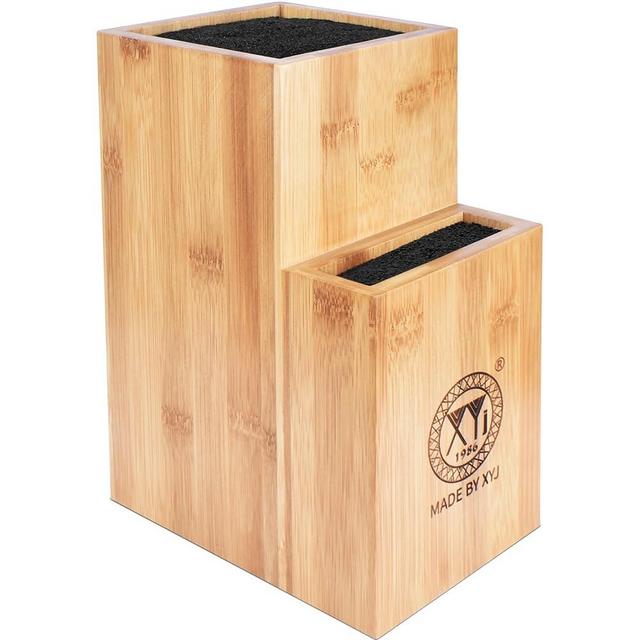 XYJ Knife Block, Bamboo, Universal Knife Holder, Large Two-tiered Knife Stand Organizer Rack, Random Insertion Knife Storage Rack, Kitchen Accessories Tool