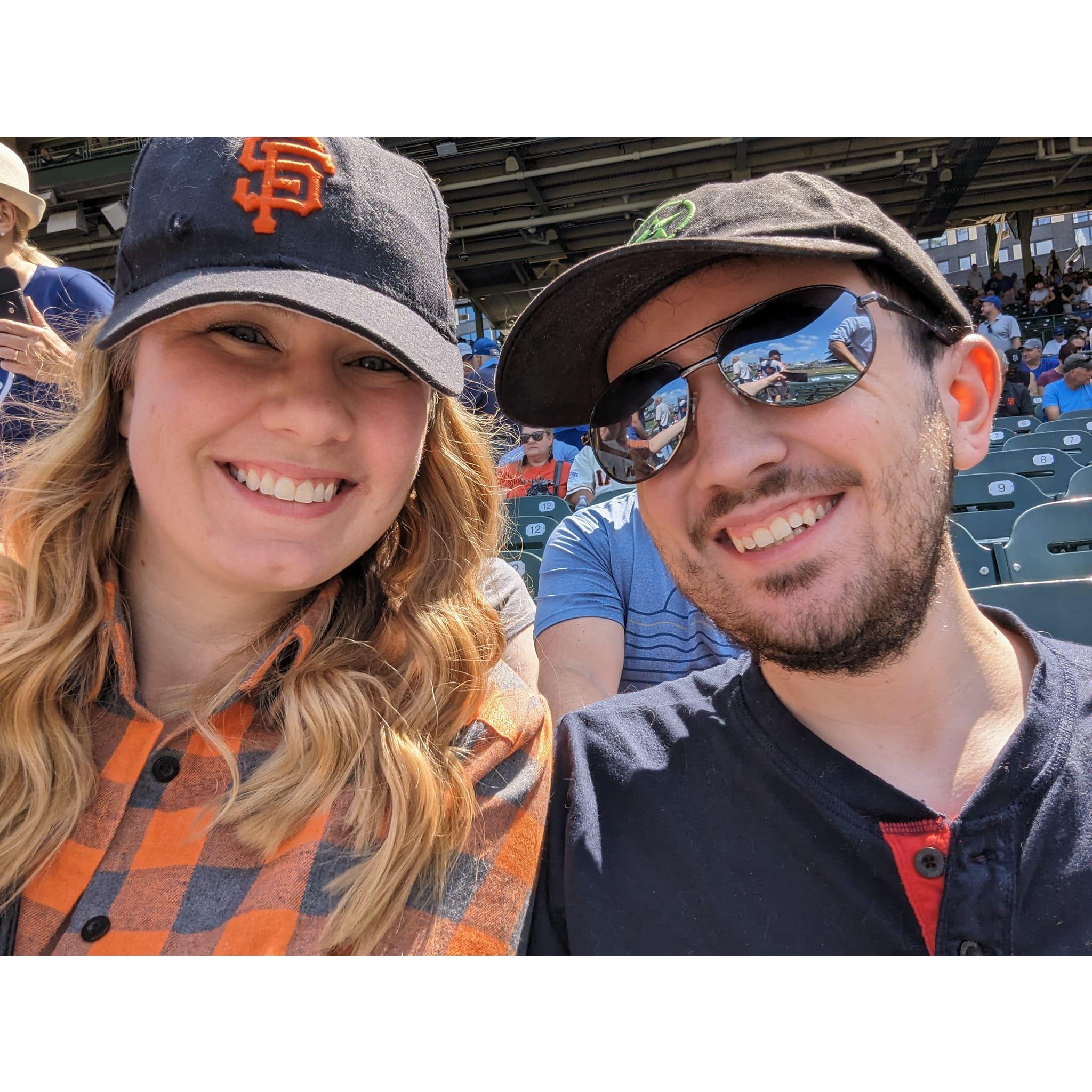 Scott surprised Cat with tickets to watch her boys play at Wrigley Field. Go Giants!