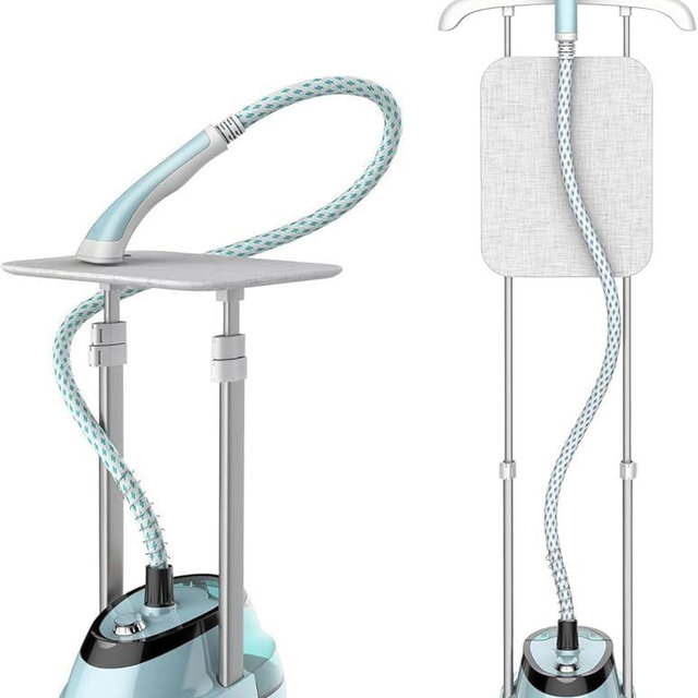 Annmiir Upright Steamer for Clothes 2000W Turbo Boiler Standing Garment Steamer 2L Water Tank 1h Continuous Steam Flat&Hanging Ironing Double Retractable Rod 10 Modes 30s Fast Preheat for all Fabrics