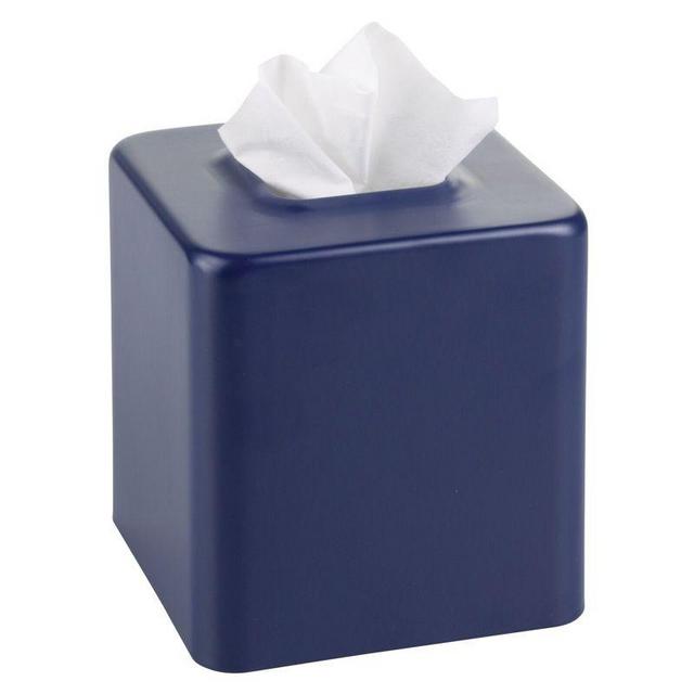 mDesign Metal Square Paper Facial Tissue Box Cover Holder