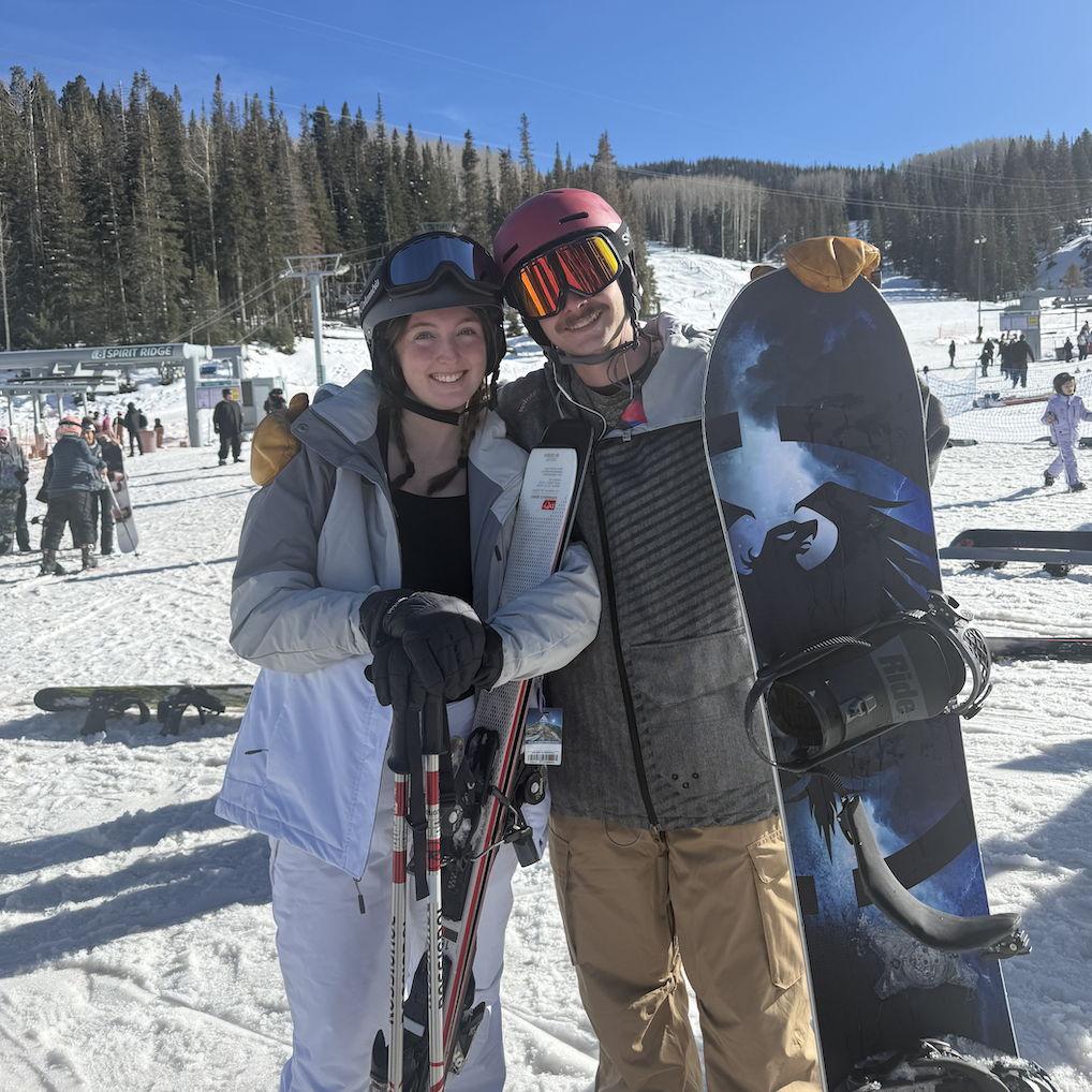 Cole's favorite place is the top of a Black Diamond. Bella confidently enjoys the green slopes. :)