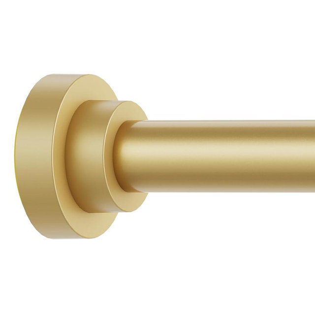 Thestoa Gold Shower Curtain Rod Adjustable 43-78 inch, 1"Diameter Spring Tension Curtain Rod No Drill, Anti-Rust Non-Slip Shower Rod for Bathroom