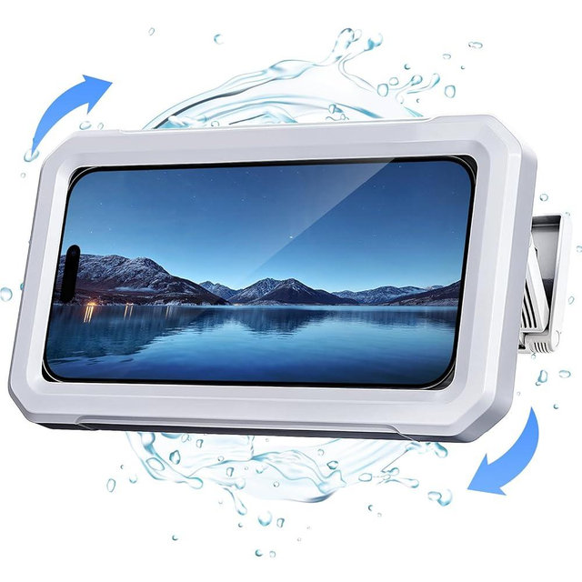 Shower Phone Holder Waterproof【480° Rotatable】 Retractable Adjustable Shower Phone Case, Shower Accessories for Bathroom Wall Phone Mount Stand Water Proof Anti Fog Case, for 4-7" Cellphones