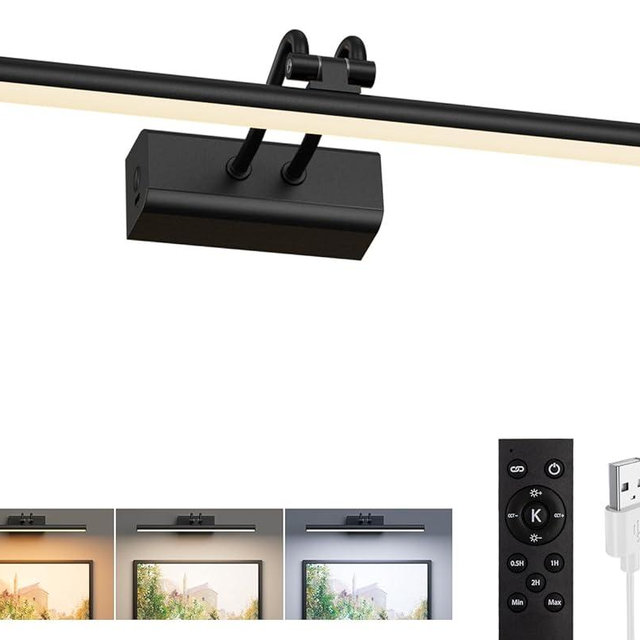 Percantis Battery Operated Picture Light for Wall, Wall Light for Living Room, 4000 mAh, 13.8'' Dimmable Art Painting Light, Remote Control, Black, Display for Gallery, Living Room, Bedroom(Black)