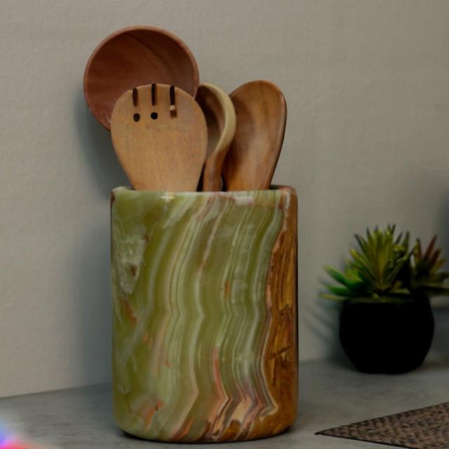 Marble Utensil Holder - Elegant Kitchen Organizer & Decor | Housewarming Gift