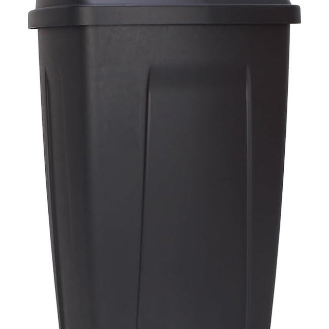 CJLXL 13 Gallon Trash Can, Plastic Swing Top Kitchen Garbage Trash Can (Black)