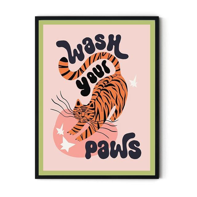 TwoDays Funny Bathroom Decor, Funky Maximalist Toilet Wall Art, Tiger Wash Your Paws Posters, Large Eclectic Trendy Colourful Animal Prints. (12" X 16", UNFRAMED)