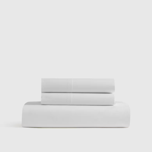 Classic Organic Percale Fitted Sheet Set in White
