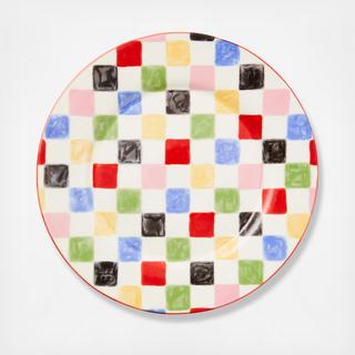 Check Stoneware Round Platter