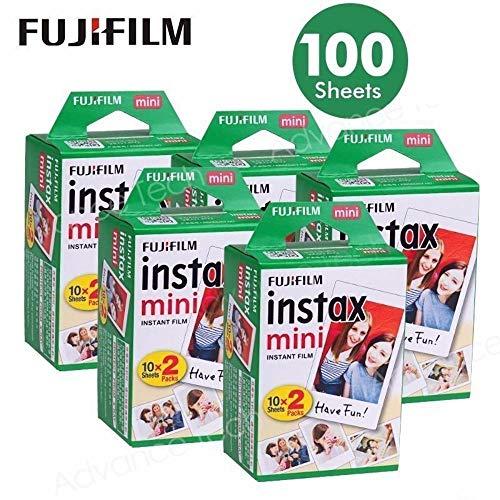 Fujifilm Instax Mini 100 Film for Fuji 7S 8 25 50S 90 300 Instant Camera, Share SP-1 White, Pack of 5