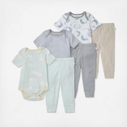 Burt's Bees Baby 6-Piece Short Sleeve Bodysuit & Pant Set