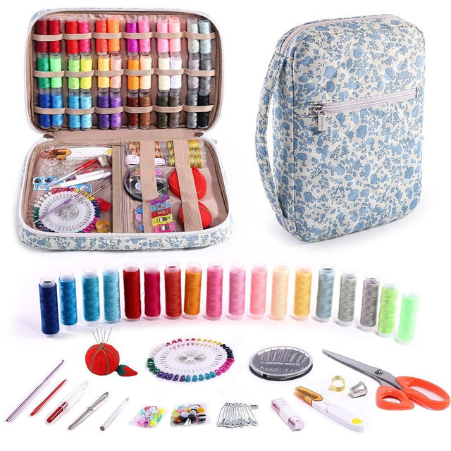 AMOIGEE Complete Sewing Kit for Adults, 230pcs Cute Sewing Supplies Kit with Premium Scissors, Large Sewing‘s Kit Organizer Case for Beginners, Home Travel Sewing Kit Gift for Women DIY Craft Repair