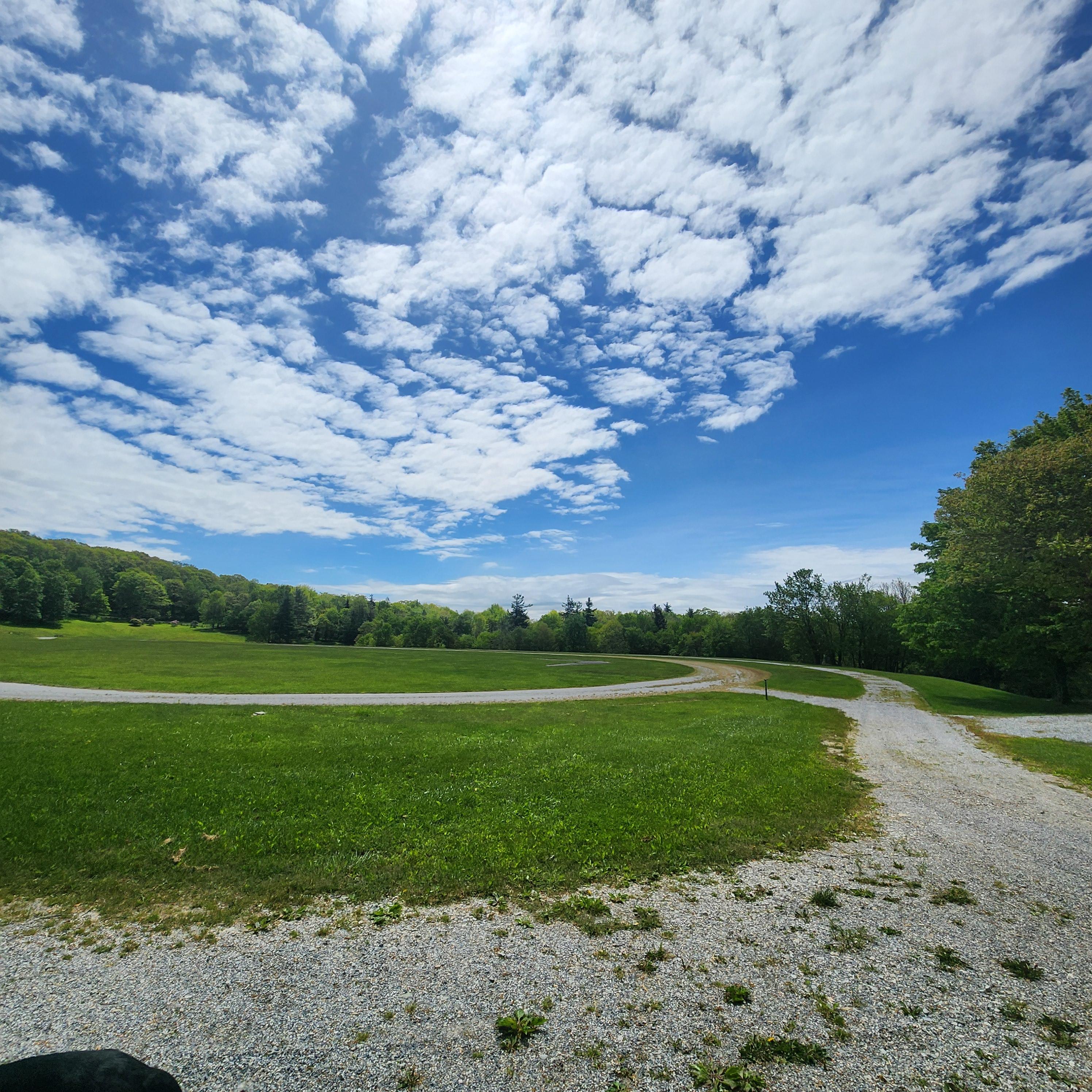 We’ll circle around the athletic field toward the reception on this outer path.