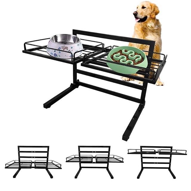 Lifted Dog/Cat Bowl Stand, Raised Dog Bowl Holder for Existing Bowls, Adjustable Heights for Puppy, Small, Medium and Large Size Dogs.