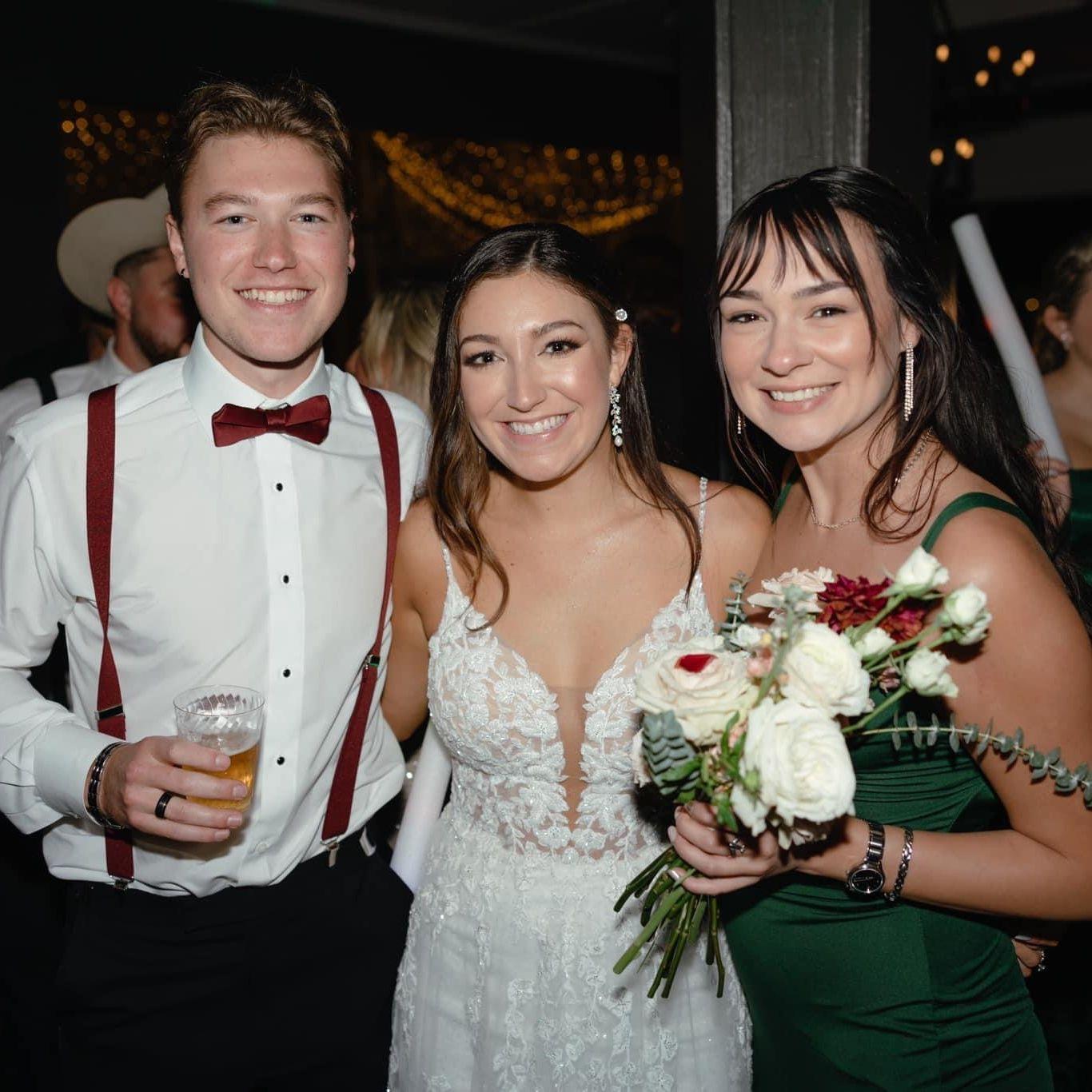 Catching the bouquet at Trevor's sisters wedding.