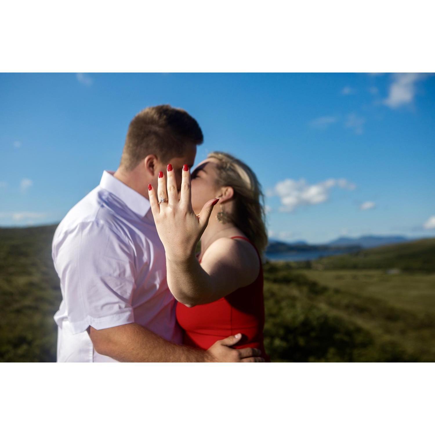 Me and my fiancé during our photoshoot in Scotland