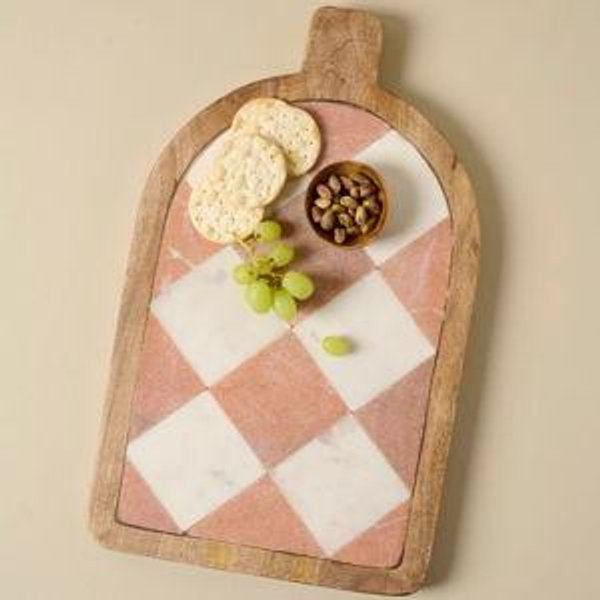 Carmella Checkered Marble Serving Board