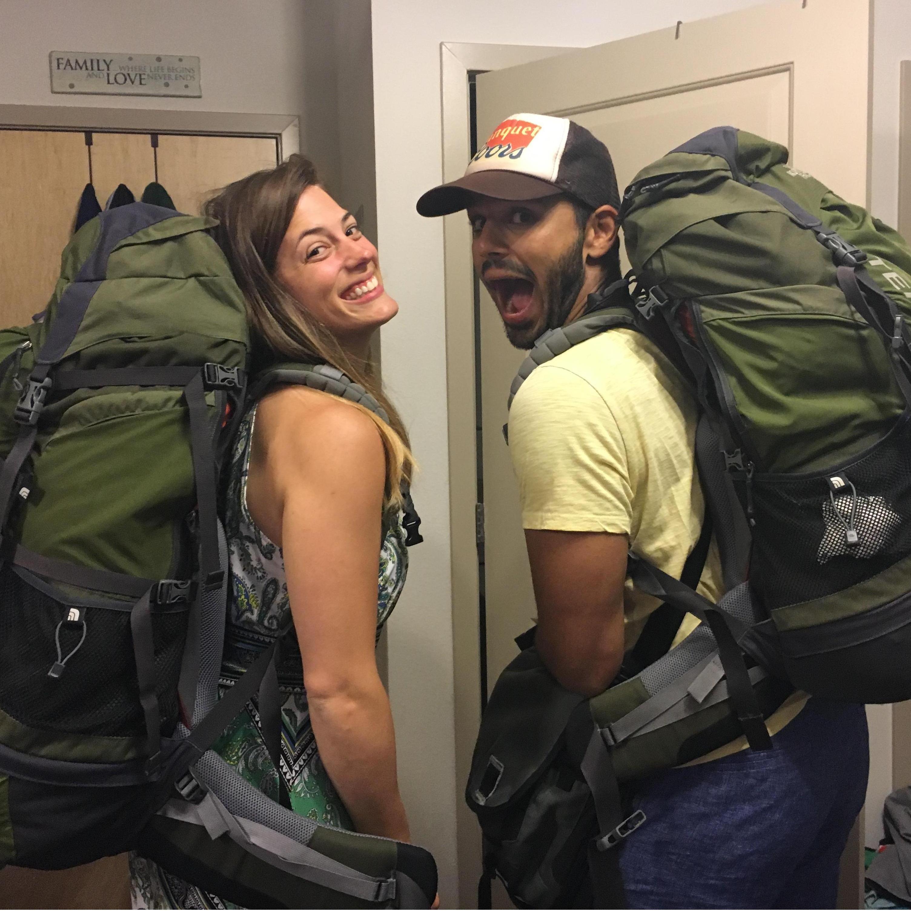 One one of our first vacations together after starting to date, we realized we had the same North Face backpacks. It was meant to be!