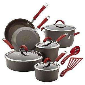 Rachael Ray Cucina 12-Piece Cookware Set in Grey/Cranberry