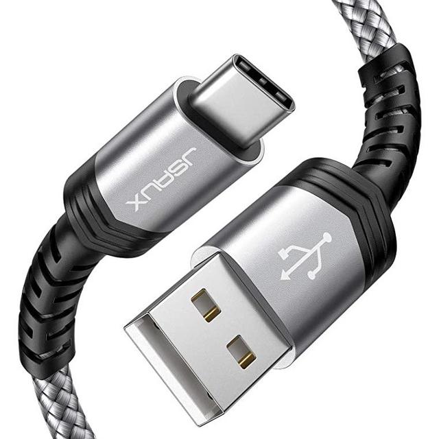 USB Type C Cable 3A Fast Charging [2-Pack 3.3ft], JSAUX USB-A to USB-C Charge Braided Cord Compatible with Samsung Galaxy S10 S9 S8 S20 Plus A51 A11,Note 10 9 8, PS5 Controller, USB C Charger-Silver